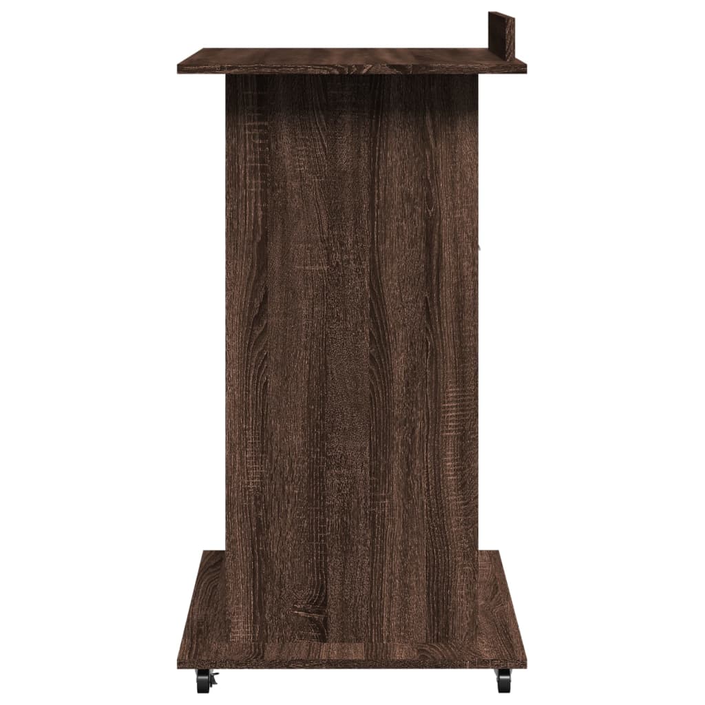 Lectern with Wheels & Drawer Brown Oak 55x55x107 cm Engineered Wood